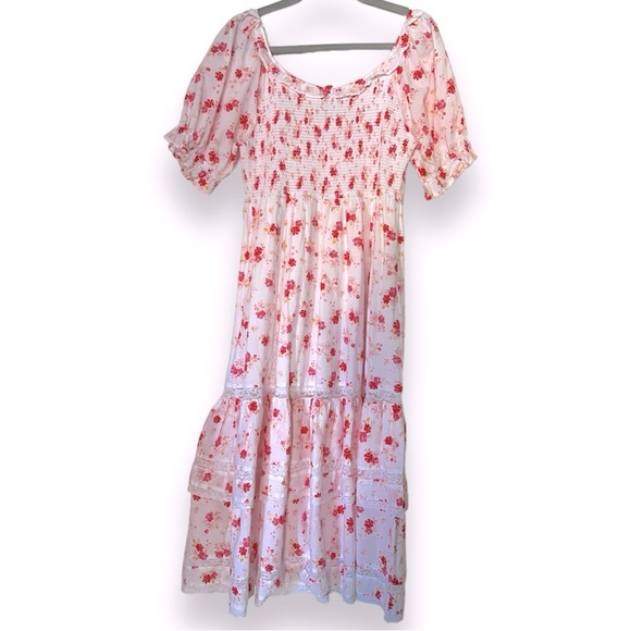 LoveShackFancy/Target collab White and Pink Floral Dress - Picture 5 of 7